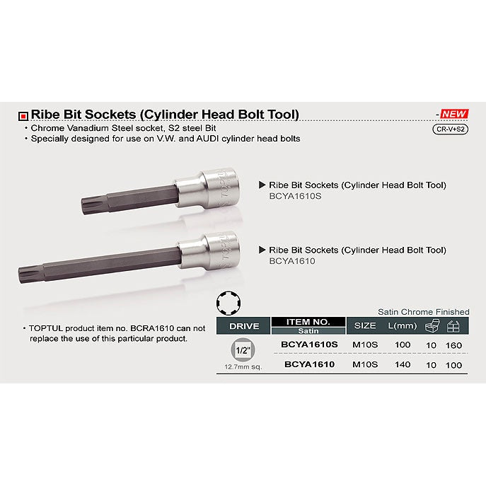 1/2" RIBE SOCKET - (BCYA1610 - M10s x 140mm)