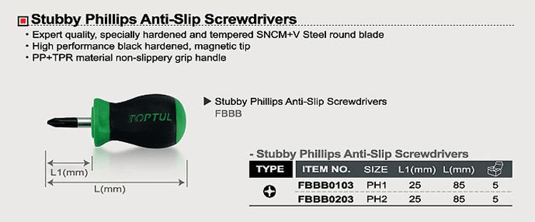 Stubbby phillips screwdriver