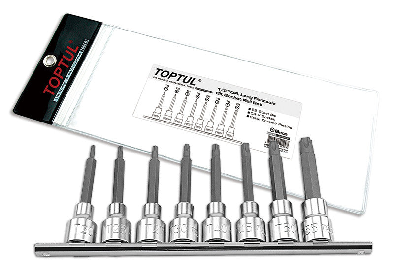 1/2" DRIVE LONG PENTACLE BIT SOCKET RAIL SET