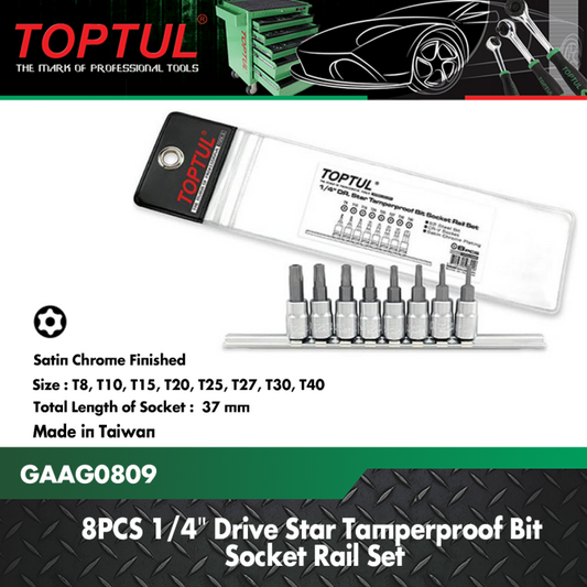 1/4" DRIVE STAR TAMPERPROOF BIT SOCKET RAIL SET