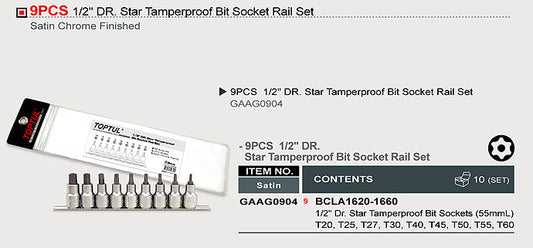1/2" DRIVE STAR TAMPERPROOF BIT SOCKET RAIL SET