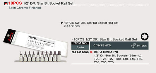 1/2" DRIVE STAR BIT SOCKET RAIL SET