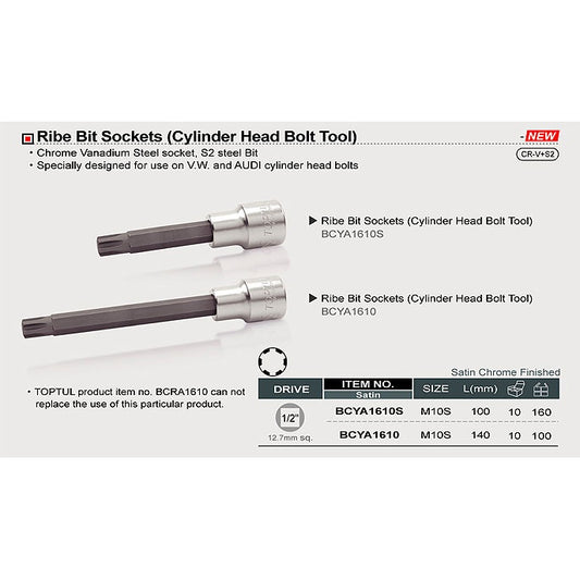 1/2" RIBE SOCKET - (BCYA1610 -  M10s x 140mm)