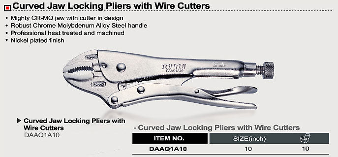 Curved jaw vise grip