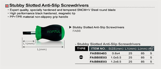 Stubby slotted screwdriver