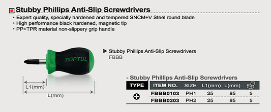 Stubbby phillips screwdriver