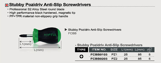 Pozidriv stubby screwdriver