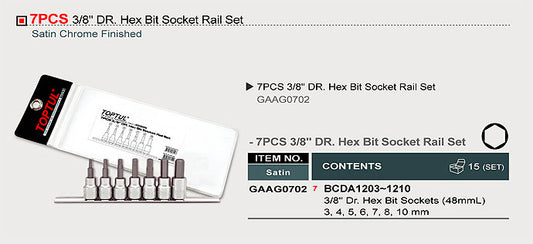 3/8" DRIVE HEX BIT SOCKET RAIL SET