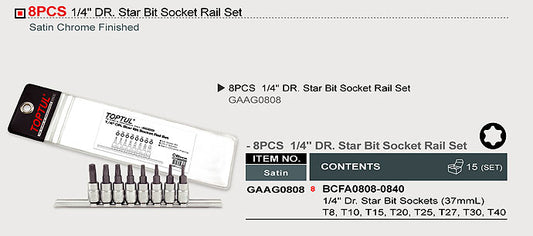 1/4" DRIVE STAR BIT SOCKET RAIL SET