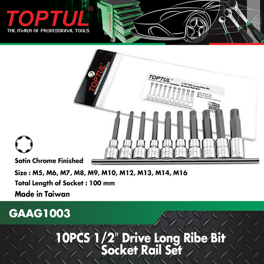 1/2" DRIVE LONG RIBE BIT SOCKET RAIL SET